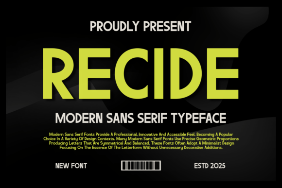 Recide: A Modern Sans Serif Font for Branding Projects